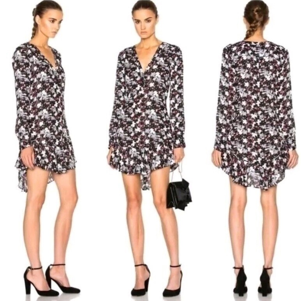 Veronica Beard Floral Silk Franklin Dress Long Sleeve Celebrity Worn Sz 6